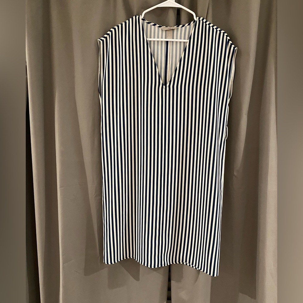 H&M Navy & White Vertical Striped Dress